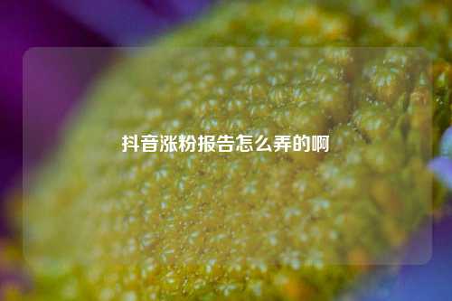 抖音涨粉报告怎么弄的啊
