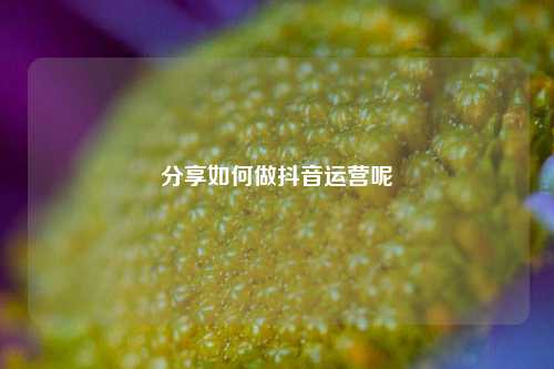 分享如何做抖音运营呢